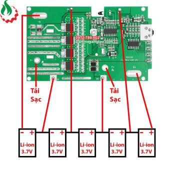 Mạch pin Ryobi 18V Li-ion 3.7V nhận sạc zin