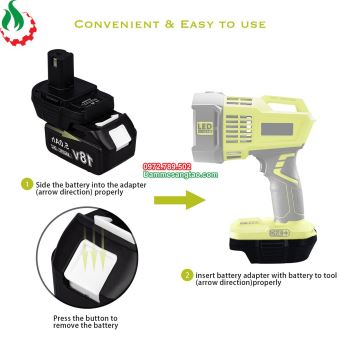 Đế chuyển pin Makita 18V sang máy Ryobi 18V