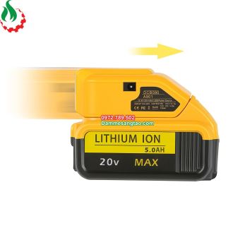 Đế chuyển pin Dewalt 18V cổng sạc điện thoại và DC 12V