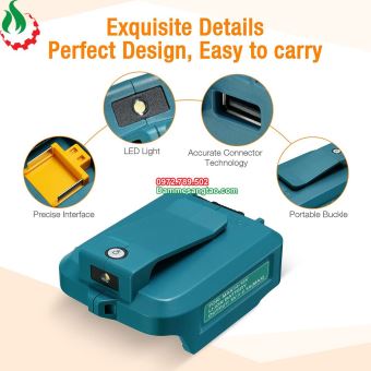 Đế chuyển pin makita 18V sang Usb 5V sạc điện thoại có đèn led