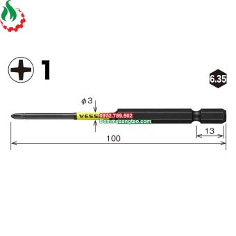 Mũi vít 4 cạnh mạ đen chuôi lục giác vessel