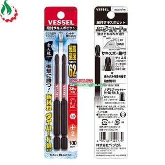 Mũi vít 4 cạnh mạ đen chuôi lục giác vessel