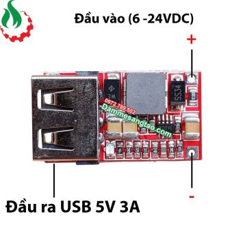 Mạch hạ áp đầu vào 6V 24V đầu ra 5V 3A sạc điện thoại