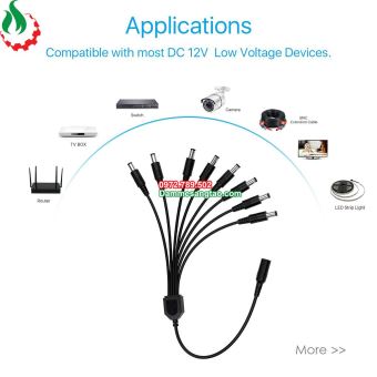 Dây nguồn DC cái ra nhiều Jack nguồn đực DC (5.5mm x 2.1mm)