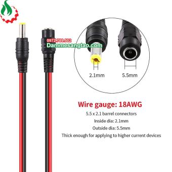 Dây nguồn DC 5.5mm x 2.1mm dài 25cm