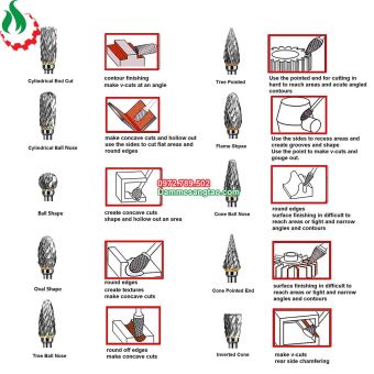 Mũi mài khắc hợp kim trục 3mm