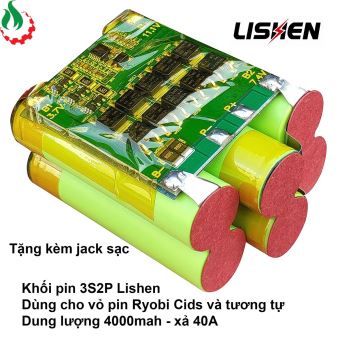 Khối pin Lishen 12V 3S2P 4000mah xả 40A