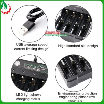 Sạc pin li-ion 3.7V 4 cổng độc lập