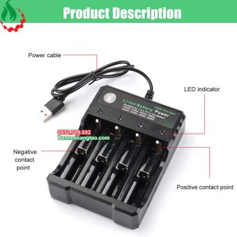 Sạc pin li-ion 3.7V 4 cổng độc lập