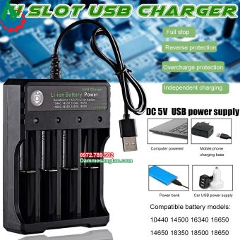 Sạc pin li-ion 3.7V 4 cổng độc lập