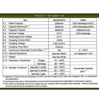 Cell pin 18650 Panasonic NCR18650GA Li-ion 3.7V 3500mah - Xả 10A
