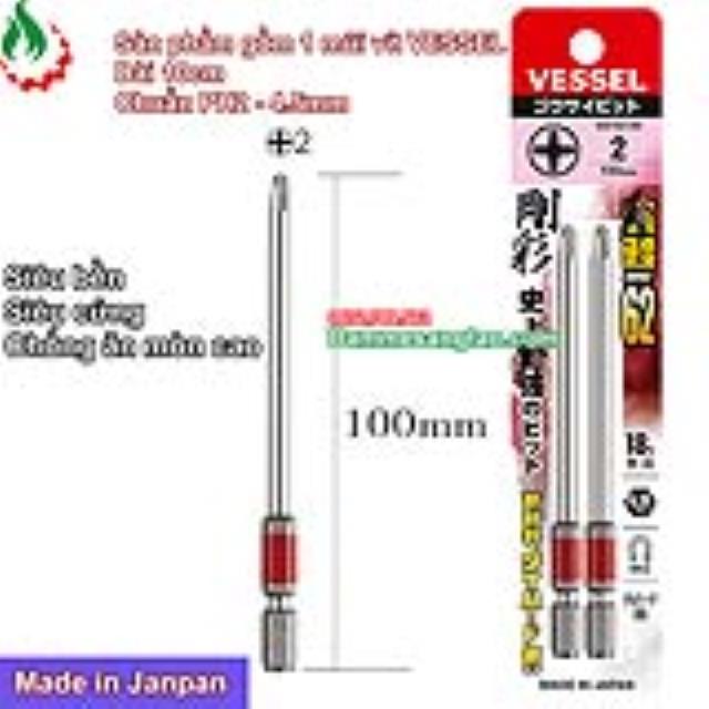 Mũi vít 4 cạnh phủ crom chuôi lục giác Vessel