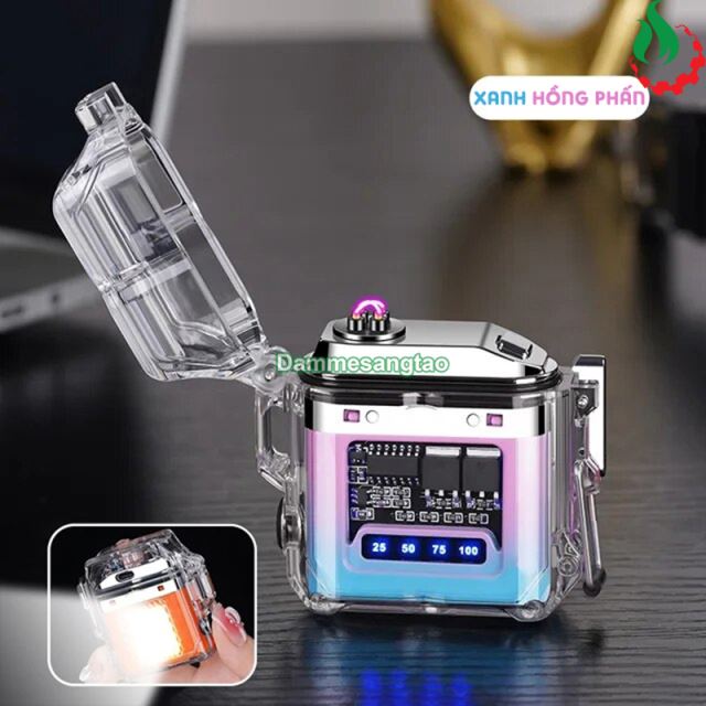 Bật lửa Plasma kiêm đèn LED 3 chế độ sáng (Vỏ trong suốt chống nước)
