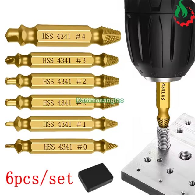 Bộ tháo vít toét đầu 6 mũi hai đầu tháo ốc gãy