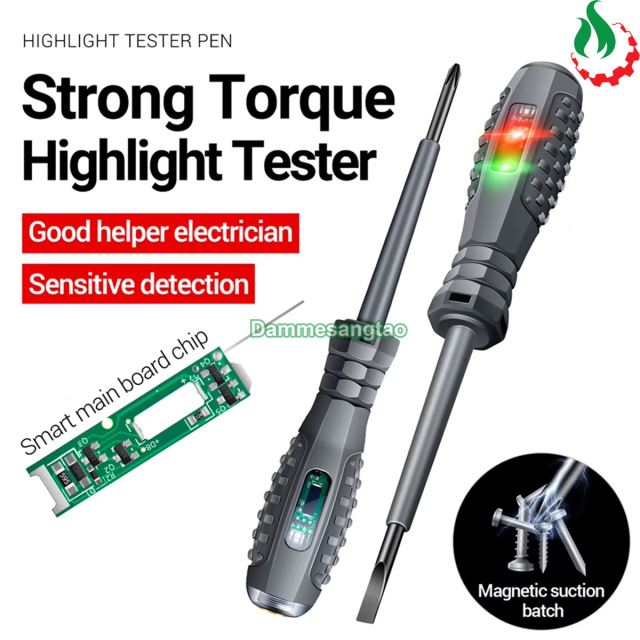 Bút thử điện đa năng có đèn led báo hiệu kèm tua vít (có từ tính)
