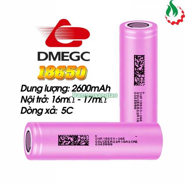 Cell pin 18650 DMEGC Li-ion 3.7V 2600mah 5C - Xả 13A