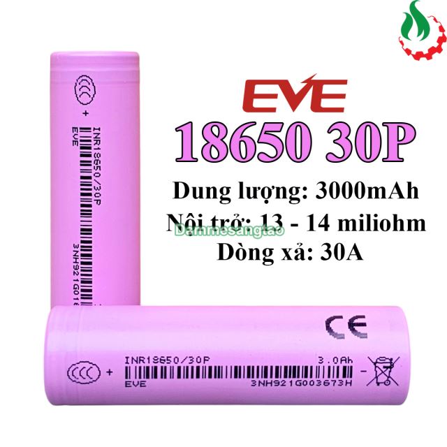 Cell pin 18650 EVE Li-ion 3.7V 3000mah 10C - Xả 30A