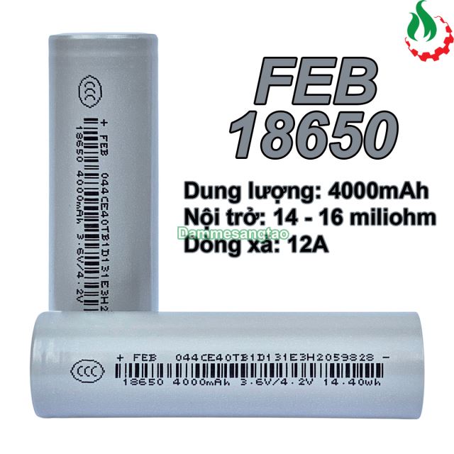 Cell pin 18650 FEB Li-ion 3.7V 4000mah 3C - Xả 12A