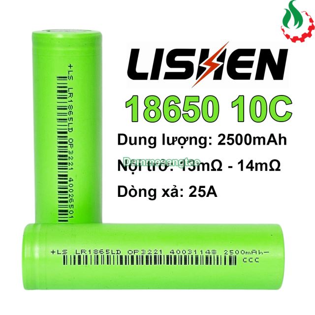 Cell pin 18650 LISHEN LD Li-ion 3.7V 2500mah 10C - Xả 25A