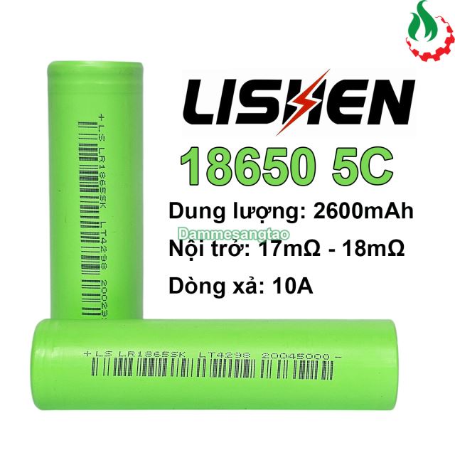 Cell pin 18650 Lishen Li-ion 3.7V 2600mah 5C - Xả 10A