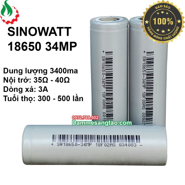 Cell pin 18650 Sinowatt 3400mah-5A (Li-ion 3.7V)