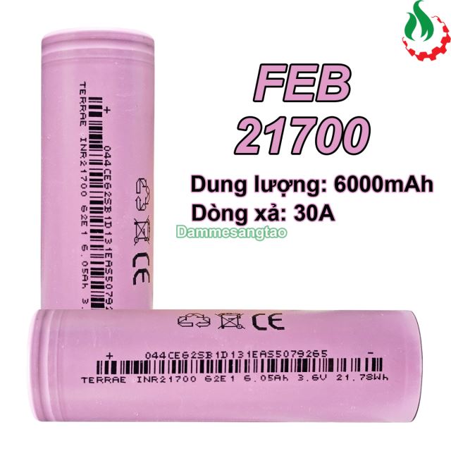 Cell pin 21700 FEB Li-ion 3.7V 6000mah 5C - Xả 30A