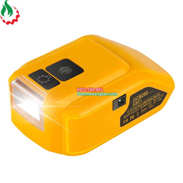Đế chuyển pin Dewalt 18V cổng sạc điện thoại và DC 12V