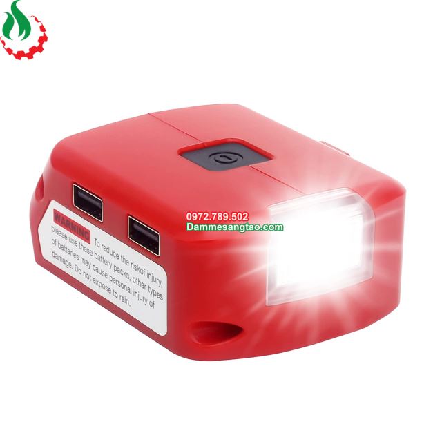 Đế chuyển pin mil 18V cổng sạc điện thoại và DC 12V