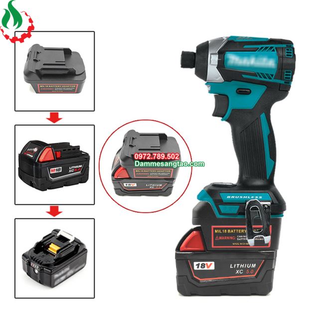 Đế chuyển pin mil 18V sang máy makita 18V