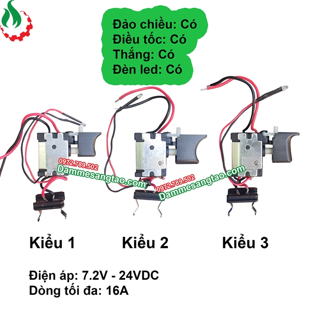 Công tắc, cò máy khoan pin Kiểu 1 2 3 4