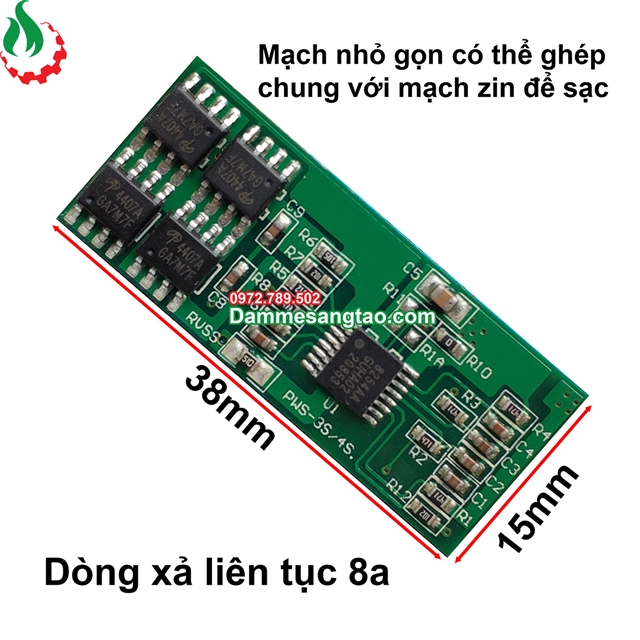 Mạch 4S 14V 8A bảo vệ pin Li-ion 3.7V ghép sạc với mạch zin