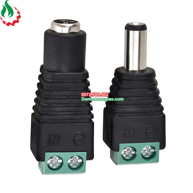 Jack DC đầu vào cổng domino 2P chuẩn 5.5mm x 2.1mm