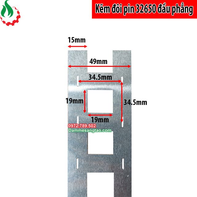 Kẽm đôi hàn pin 32650 đầu phẳng