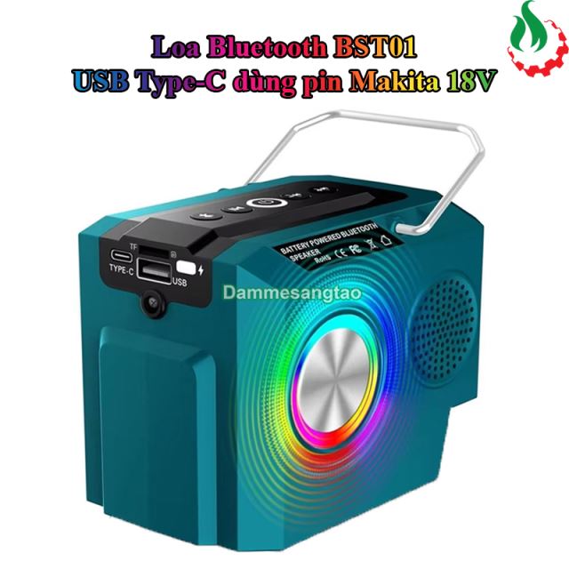 Loa Bluetooth USB Type-C dùng pin Makita 18V BST01 (Có cổng thẻ nhớ)