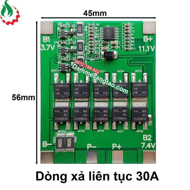 Mạch 3S 12V 30A BW bảo vệ pin Li-ion 3.7V
