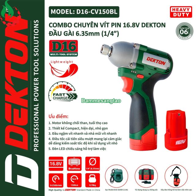 Máy bắn vít pin 14V Dekton D16-CV150BL 150Nm