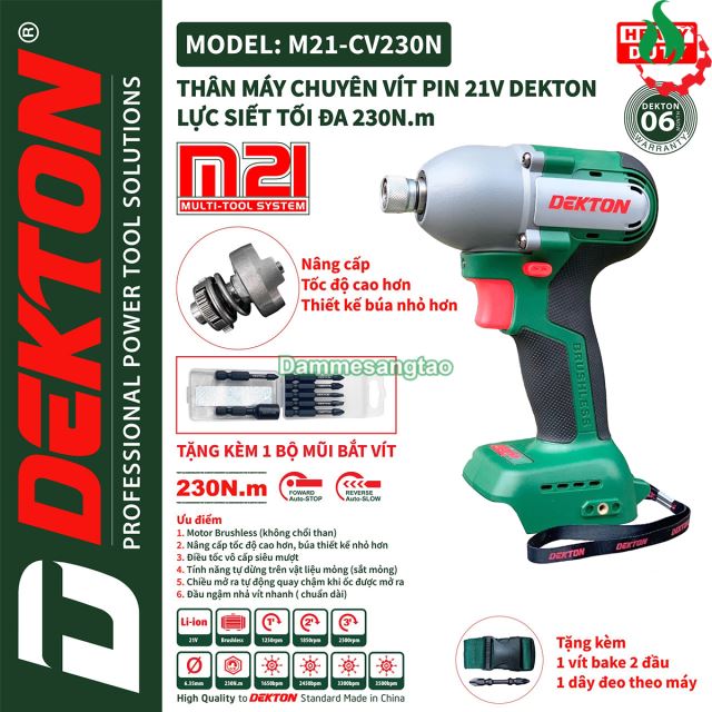 Máy bắn vít pin 21V Dekton M21-CV230N 230Nm