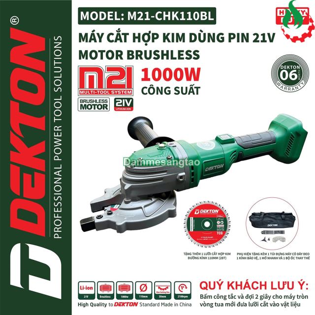 Máy cắt sắt pin 21V Dekton M21-CHK110BL vòng tua chậm (Đĩa cắt 110mm)