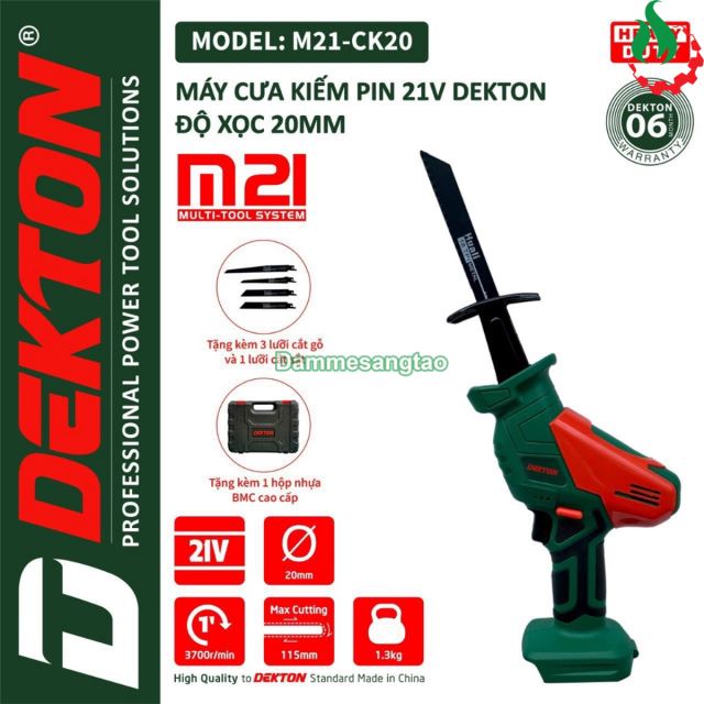 Máy cưa kiếm pin 21V Dekton M21-CK20