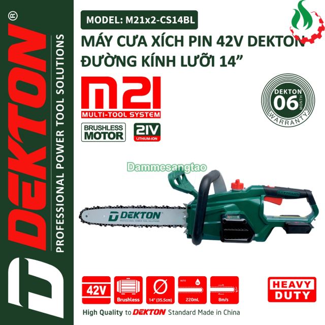 Máy cưa xích pin 42V Dekton M21x2-CS14BL
