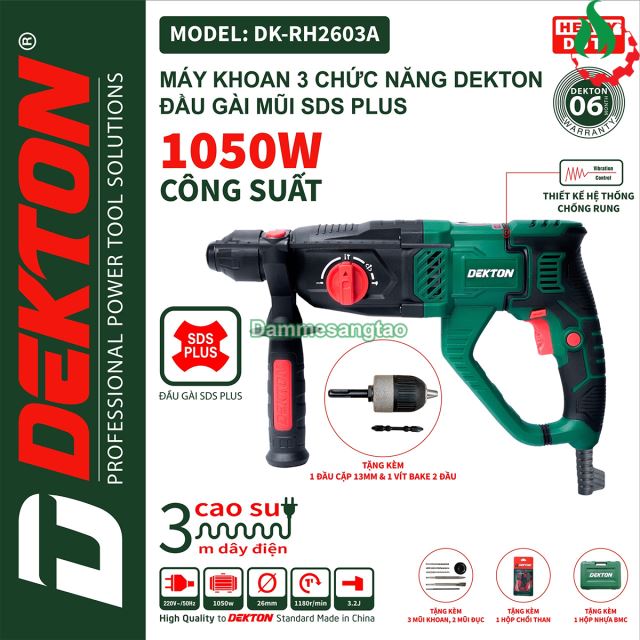 Máy khoan bê tông điện Dekton DK-RH2603A