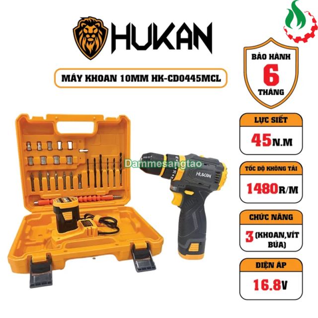 Máy khoan pin 16.8V HUKAN HK-CD0445MCL 45Nm
