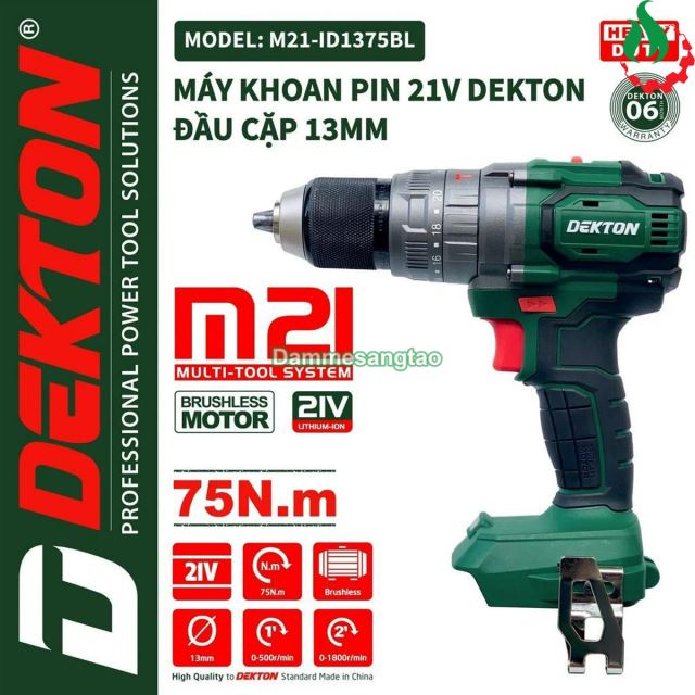 Máy khoan pin 21V DEKTON M21-ID1375BL 75Nm