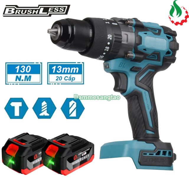 Máy khoan pin 3 chức năng 18V không chổi than 130N.m (Mẫu 4)