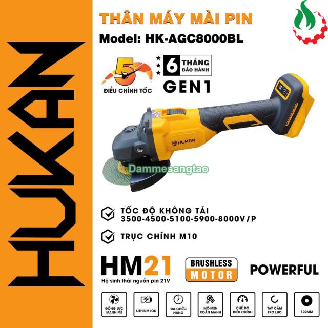 Máy mài góc pin 21V Hukan HK-AGC8000BL