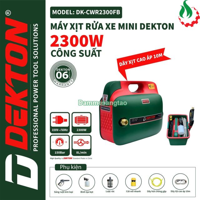 Máy Rửa Xe Chỉnh Áp DEKTON DK-CWR2300FB điện 220V