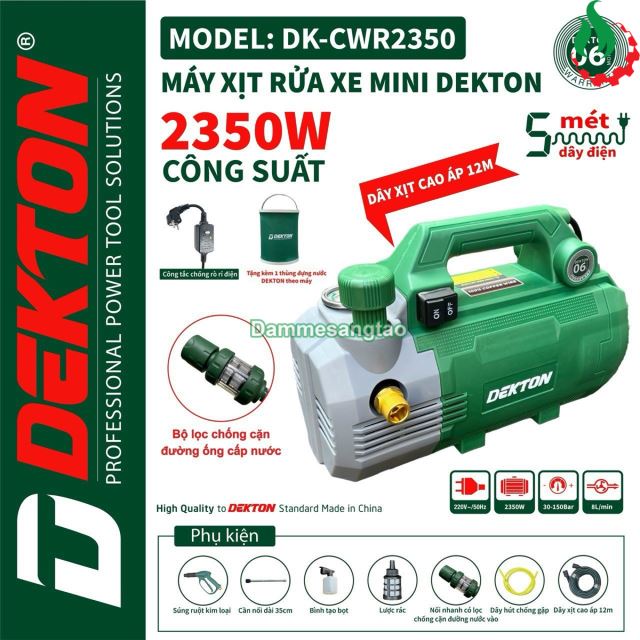 Máy Rửa Xe Chỉnh Áp DEKTON DK-CWR2350 Điện 220V