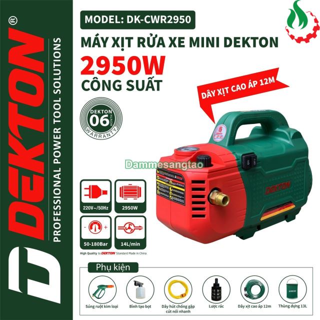Máy Rửa Xe Chỉnh Áp DEKTON DK-CWR2951 điện 220V