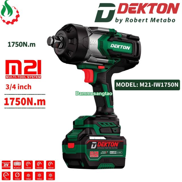 Máy siết bulong pin 21V Dekton M21-IW1750N 1750Nm