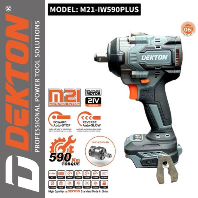Máy siết bulong pin 21V Dekton M21-IW590Plus 590Nm